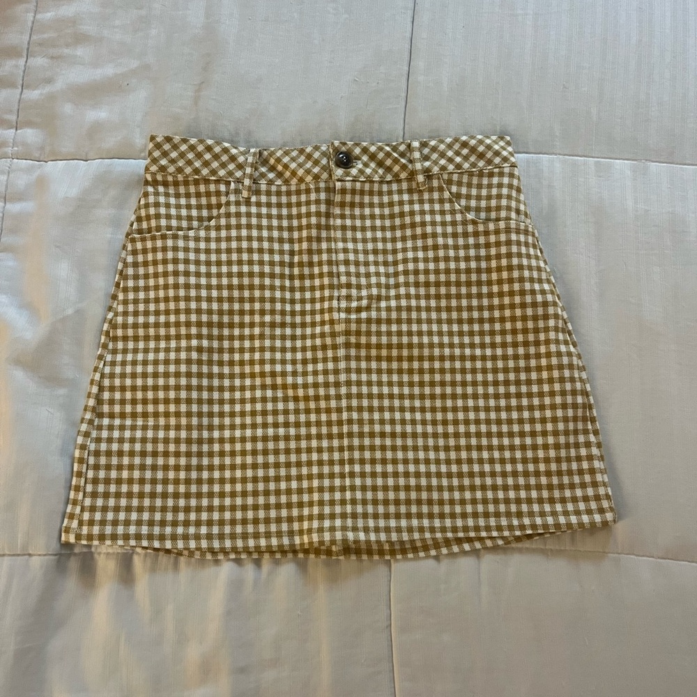Kendall and Kylie yellow/white gingham mini skirt, small
